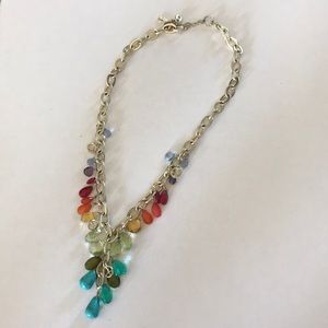 Colorful silver necklace with turquoise pieces